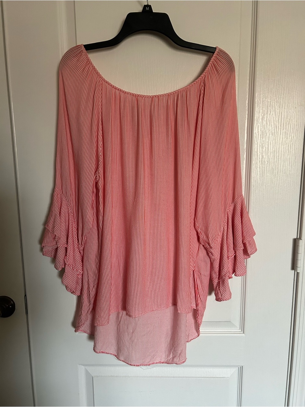 Cupio Pink Tie Back Soft 3/4 Sleeve Top